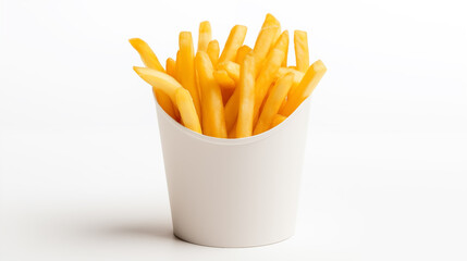 French fries in a white paper cup