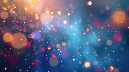 Abstract colorful bokeh light background with red, blue, and yellow hues, creating a vibrant and festive atmosphere.