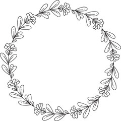 Floral Wreath Line Art Illustration