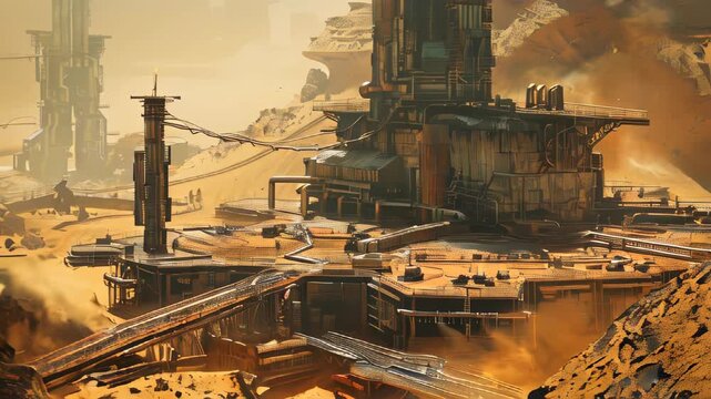 A mining facility on Mars