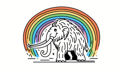 Fototapeta premium Mammoth With LGBTQ Rainbow Pride Flag Funny Pround Mom Dad of Gay Lesbian Ally Vector svg Clipart 