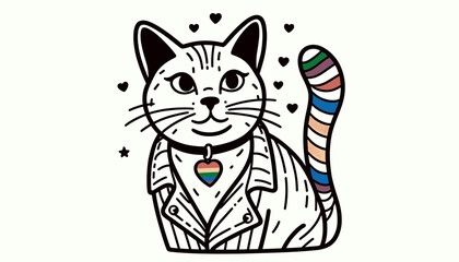 Obraz premium Siamese Cat With LGBTQ Rainbow Pride Flag Funny Pround Mom Dad of Gay Lesbian Ally Vector svg Clipart 