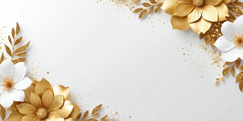 white space for text with gold theme floral border and background