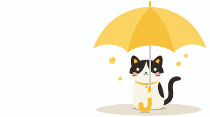 A cute cat enjoys a rainy day, holding an umbrella with a playful expression that brightens the gloomy weather.