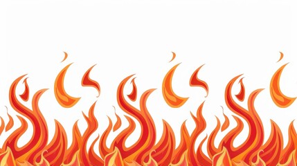 Vibrant fire border that enhances any design, showcasing intense flames on a clean, white background.