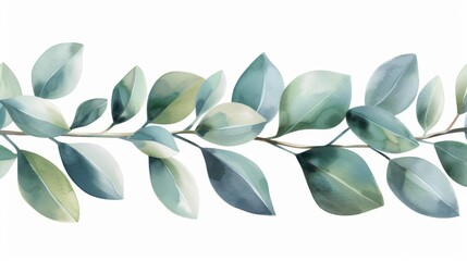 Obraz premium Delicate illustration of floral leaves and branches, capturing the beauty of nature in a minimalist style on a white background.