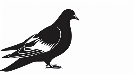 Obraz premium A sleek pigeon icon design perfect for urban themes, featuring a minimalist dove silhouette on a clean white backdrop.