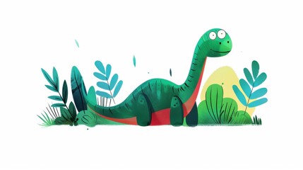 Obraz premium Adorable watercolor dinosaurs in a playful set, perfect for kids rooms and designs that evoke joy and creativity.