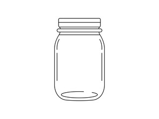 Empty Glass Jar Outline icon vector. Jar Outline isolated white background