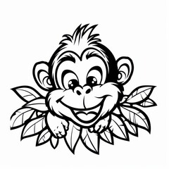 A cheerful monkey cartoon that inspires joy, perfect for sparking creativity in kids coloring projects.