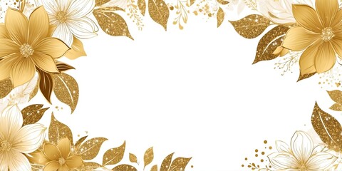 gold theme floral border with gold lining and white sp background