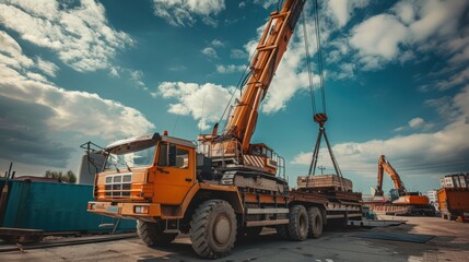 A crane being loaded onto a transport truck for relocation