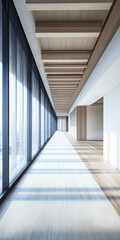 Fototapeta premium Empty room in a luxury property with outdoors views and wall panels. Luxurious residential Real Estate conceptual image.