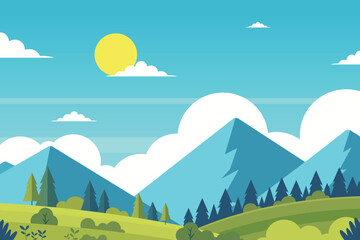 Obraz premium Nature landscape with mountain and blue sky backgrounds