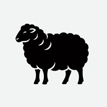 very simple and single sheep silhouette white background,  Sheep silhouette vector illustration