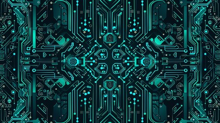 Fototapeta premium Close-up of a printed circuit board showcasing intricate electronic connections and patterns