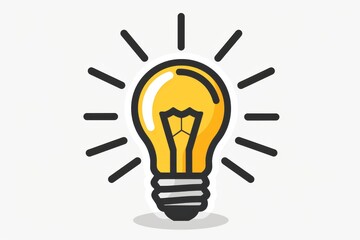 Fototapeta premium Yellow lightbulb icon creativity and innovation concept vector illustration minimalistic design mental inspiration