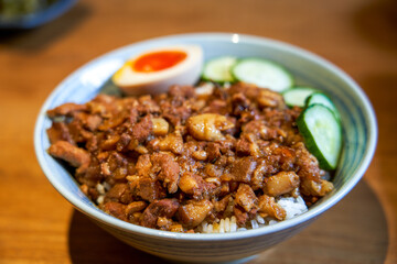 A bowl of authentic and delicious Taiwanese braised pork rice