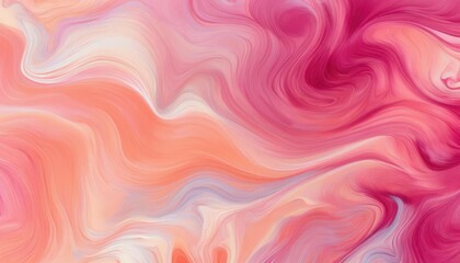 Obraz premium Peach Fuzz and pink acrylic swirl of liquid ink on an abstract background with a delightful wavy turbulence pattern and detailed texture. Colorful and realistic dynamic texture