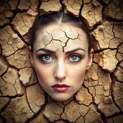 Cracked earth with emerging green plants, symbolizing hope and renewal amidst adversity