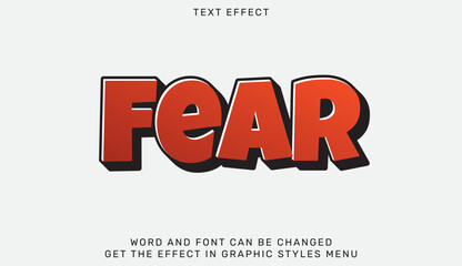 Fear text effect template in 3d design