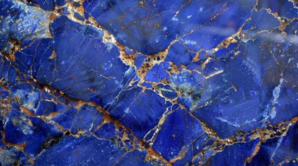 Fototapeta premium A blue stone with a lot of cracks and a lot of gold