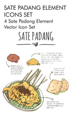 Sate padang logo vector icon set