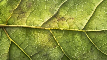 A leaf with a green stem and veins