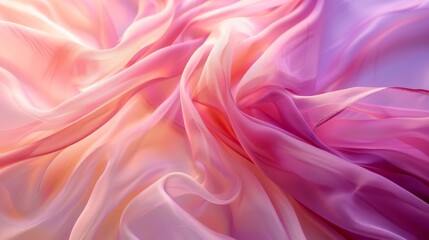 Obraz premium A pink and orange fabric with a flowy, wavy texture