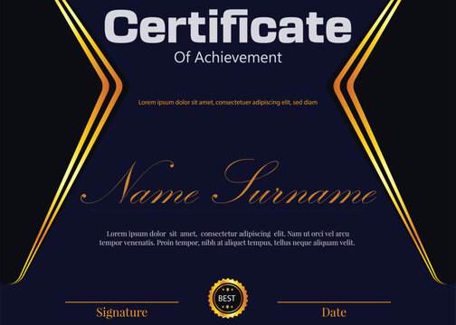 certificate new design dark blue and background elements 