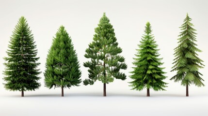 Fototapeta premium Explore a collection of stunning 3D digital art featuring pine trees and plants, perfect for garden designs and perfume illustrations.