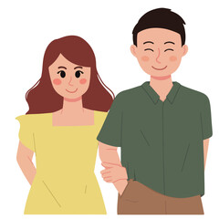 a portrait of a happy couple illustration
