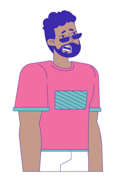 recommend clip art: African american male stressed frightened 2D cartoon character. Black man shocked mouth open isolated flat vector person white background. Anxious negative reaction color spot illustration
