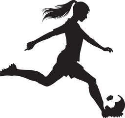 Female Soccer Silhouette Vector Illustration On Isolated White Background