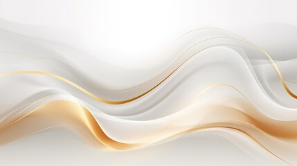 Abstract background with white and gold flowing curves.