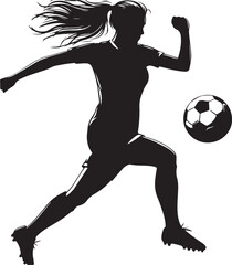 Female Soccer Silhouette Vector Illustration On Isolated White Background