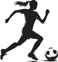 Female Soccer Silhouette Vector Illustration On Isolated White Background