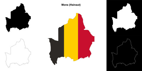 Obraz premium Mons arrondissement outline map set