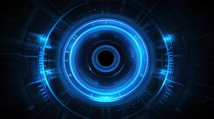 A futuristic blue circular design with glowing elements, perfect for technology themes and digital backgrounds.