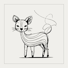 deer line drawing,vector silhouette