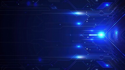 A futuristic blue digital background with glowing lights and circuit patterns, ideal for tech-themed projects and designs.