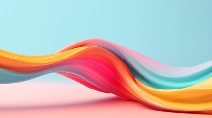 Colorful abstract waves flowing smoothly across a soft gradient background, 3d illustration.