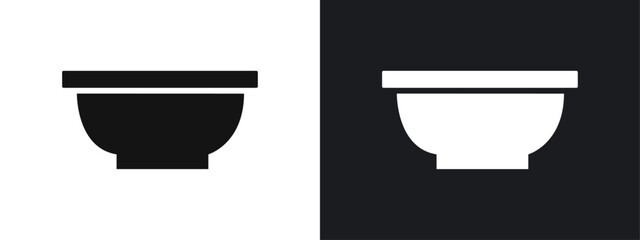 Bowl icon linear graphics set vector in black
