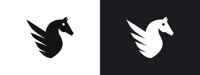 Pegasus icon linear graphics set vector in black