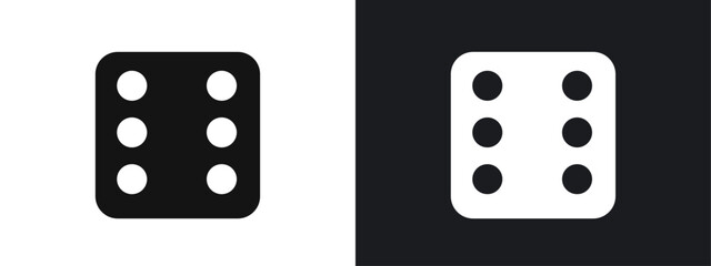 Dice Six Icon linear graphics set vector in black