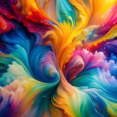 Vibrant abstract painting with swirling colors, creating a dynamic and energetic visual effect