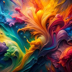 Vibrant abstract painting with swirling colors, creating a dynamic and energetic visual effect