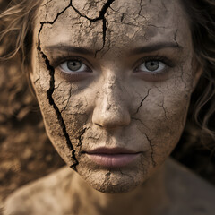 Cracked earth with emerging green plants, symbolizing hope and renewal amidst adversity