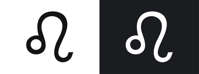 Leo zodiac sign icon linear graphics set vector in black