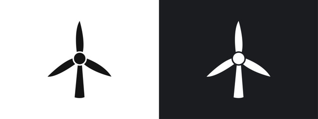 Windmill icon linear graphics set vector in black